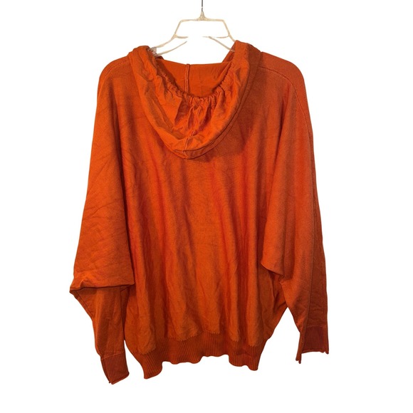CYRUS Orange Lightweight Hooded Poncho Sweater Knit Top Women's 2X - Picture 2 of 7